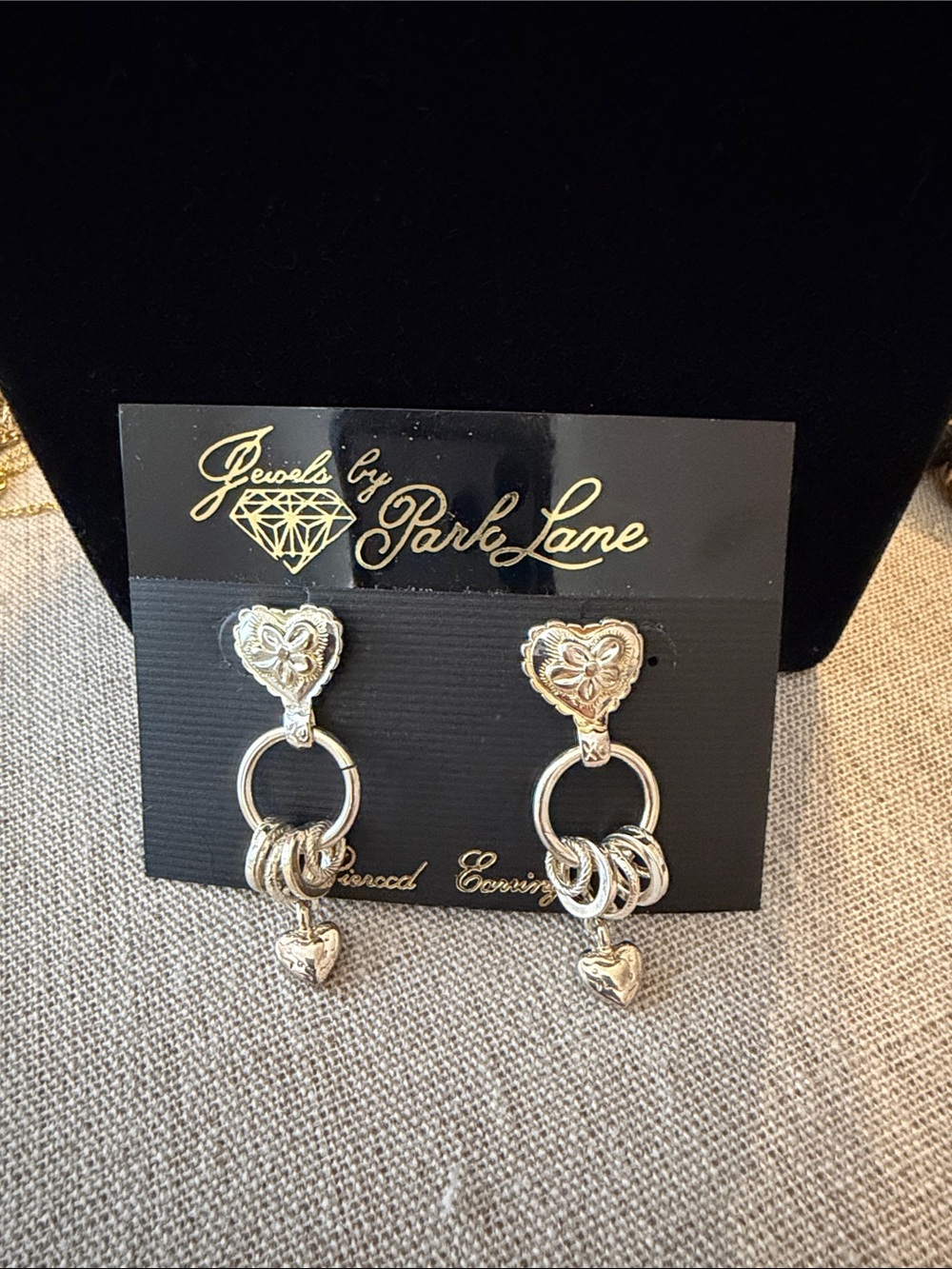 Park Lane Silver Heart and Ring Drop Earrings